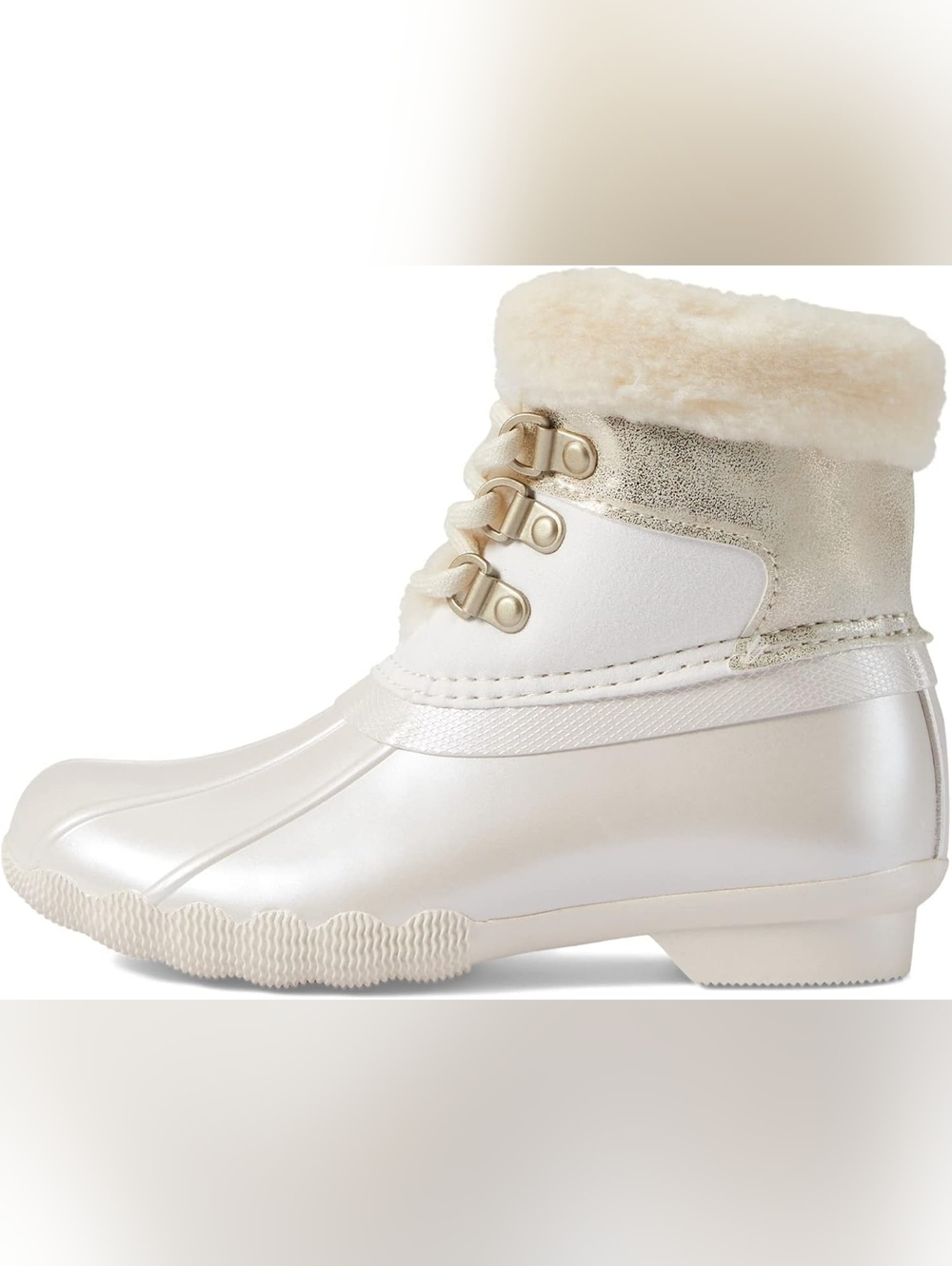 Sperry Youth Girls Alpine Saltwater Pearlized Ivory Duck Boots STK166415 Sz 5M - Picture 4 of 6